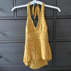 Super cute Yellow floral American Eagle halter top